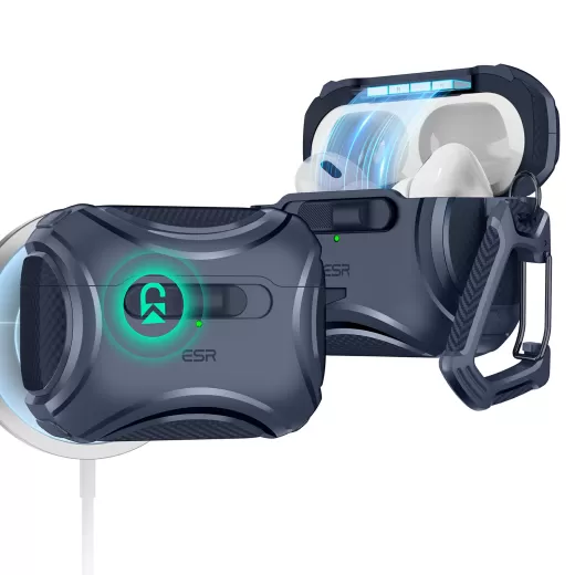 Протиударний чохол з карабіном ESR Cyber FlickLock Case (HaloLock) Dark Blue для AirPods Pro 2 (2022)