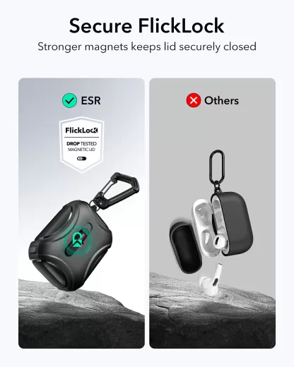 Протиударний чохол з карабіном ESR Cyber FlickLock Case (HaloLock) Titanium для AirPods Pro 2 (2022)