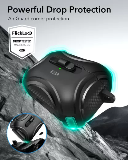 Протиударний чохол з карабіном ESR Cyber FlickLock Case (HaloLock) Dark Blue для AirPods Pro 2 (2022)
