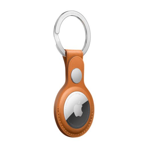 Оригинальный чехол-брелок AirTag Leather Key Ring Golden Brown (MMFA3)