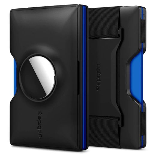 Шкіряний чохол для карток з тримачем для AirTag Spigen Card Holder Wallet S Black (AHP04245)