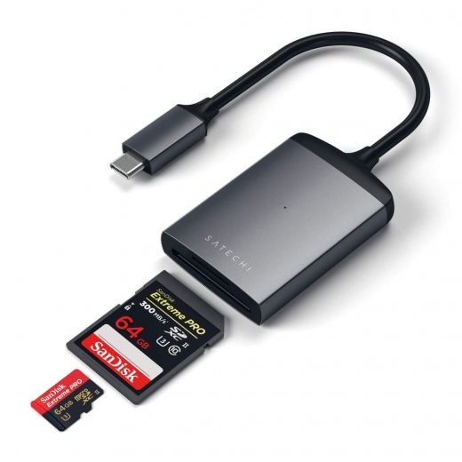 Адаптер Satechi Type-C Aluminum UHS-II Micro/SD Card Reader Adapter Space Gray (ST-TCU3CRM)