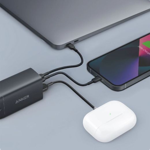 Быстрая зарядка ANKER 735 Charger Nano II 65W, PPS 3-Port Fast Compact Foldable Wall Charger