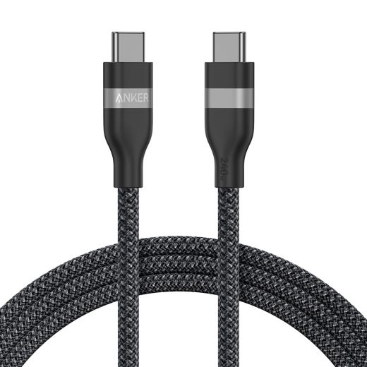 Плетеный кабель из переработанных материалов Anker USB-C to USB-C Cable (240W) 1.8м Black