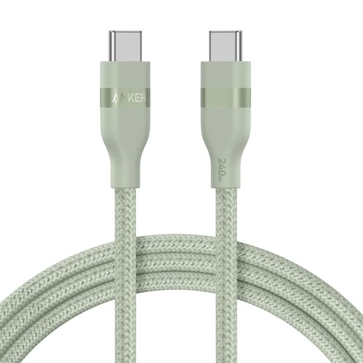 Плетений кабель із перероблених матеріалів Anker USB-C to USB-C Cable (240W) 1.8м Green