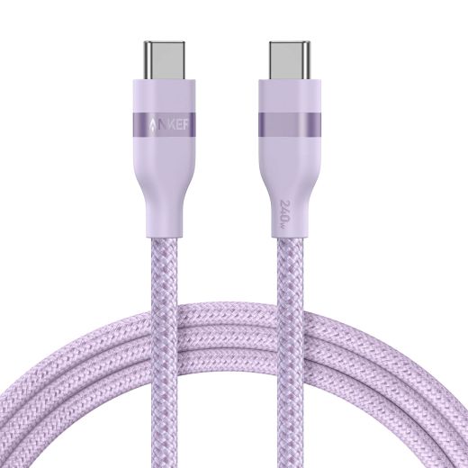 Плетений кабель із перероблених матеріалів Anker USB-C to USB-C Cable (240W) 1.8м Purple