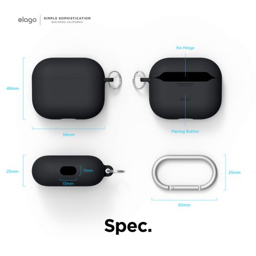 Силіконовий чохол Elago Liquid Hybrid Hang Black для AirPods 3 (AP3RH-HANG-BK)