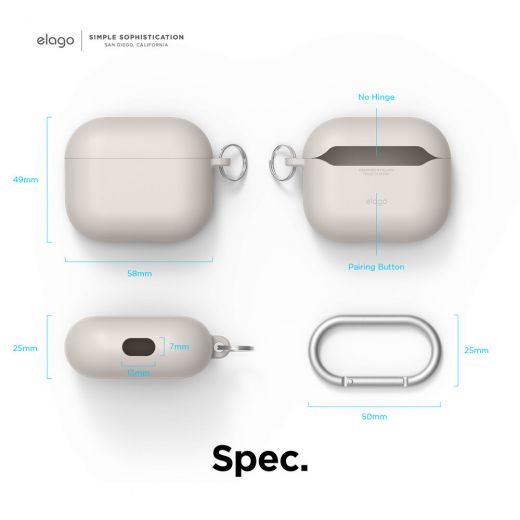 Силіконовий чохол Elago Liquid Hybrid Hang Stone для AirPods 3 (AP3RH-HANG-ST)