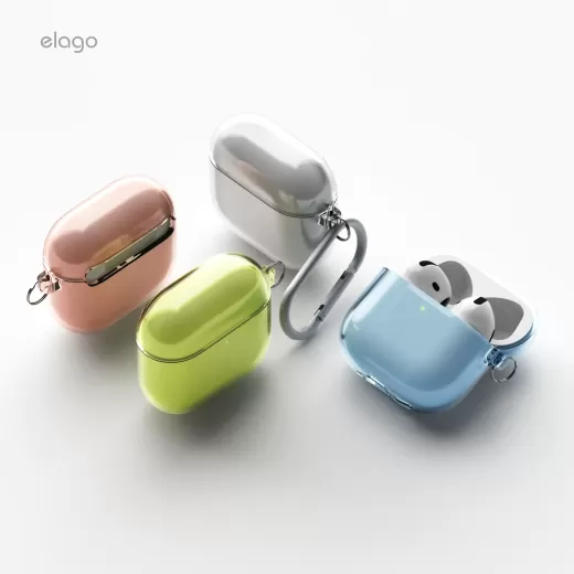 Чехол с карабином Elago Clear Hang Case Aqua Blue для AirPods 4 (2024)
