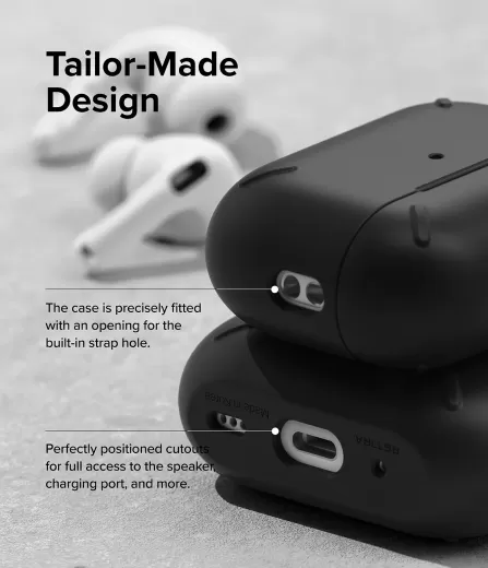 Чохол з карабіном Ringke Layered Black для AirPods Pro 2