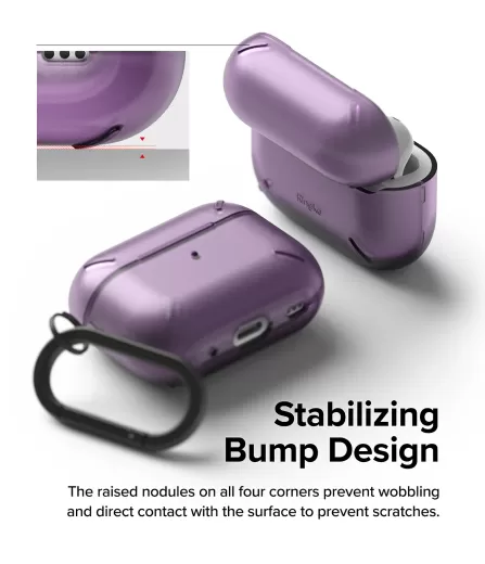 Чехол с карабином Ringke Layered Clear Purple для AirPods Pro 2