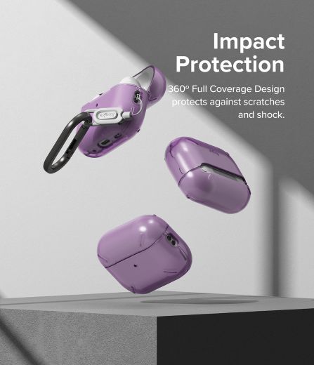 Чехол с карабином Ringke Layered Clear Purple для AirPods Pro 2