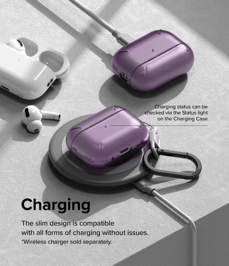 Чехол с карабином Ringke Layered Clear Purple для AirPods Pro 2