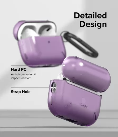 Чехол с карабином Ringke Layered Clear Purple для AirPods Pro 2