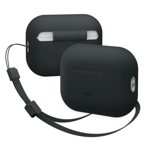 Силиконовый чехол Elago Silicone Base Case Black with Flat Strap для AirPods Pro 2 (APP2SC-BASIC-BK)