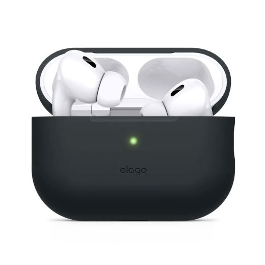 Силиконовый чехол Elago Silicone Base Case Black with Round Strap для AirPods Pro 2 (APP2SC-BASIC-ROUND-BK)