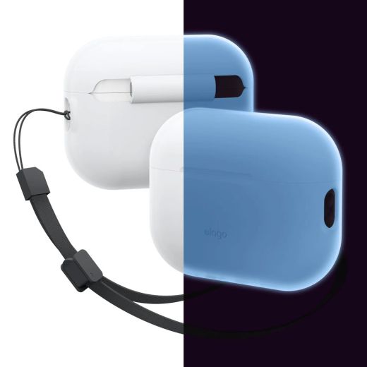 Силиконовый чехол Elago Silicone Base Case Nightglow Blue with Flat Strap для AirPods Pro 2 (APP2SC-BASIC-LUBL)