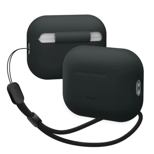 Чехол с ремешком Elago Silicone Basic Case with Nylon Lanyard Black для AirPods Pro (2 поколение) (EAPP2SC-BA+ROSTR-BK)