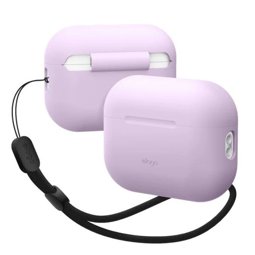 Чехол с ремешком Elago Silicone Basic Case with Nylon Lanyard Lavender для AirPods Pro (2 поколение) (EAPP2SC-BA+ROSTR-LV)