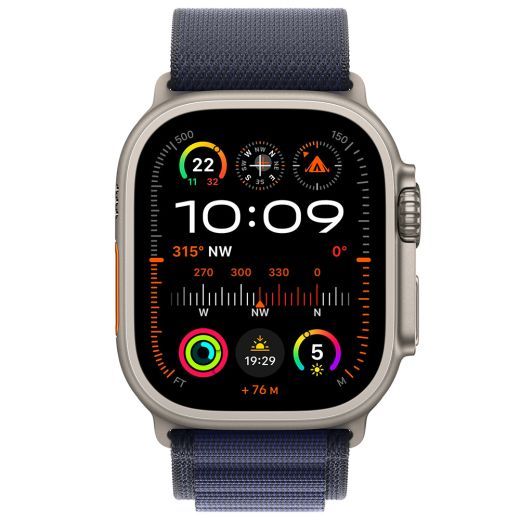 Оригинальный ремешок Apple Alpine Loop Navy Medium Natural Titanium Finish для Apple Watch 49мм | 46мм | 45мм | 44мм (MXMY3)