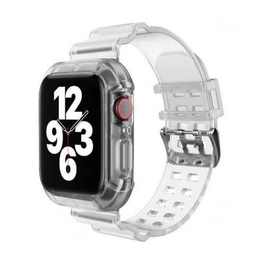 Прозрачный ремешок с чехлом CasePro Transparent для Apple Watch 42mm | 41mm | 40mm | 38mm