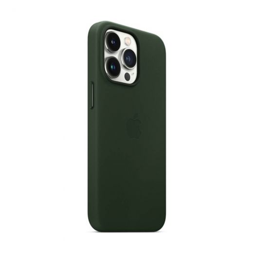 Оригінальний шкіряний чохол Apple Leather Case with MagSafe Sequoia Green для iPhone 13 Pro Max (MM1Q3)