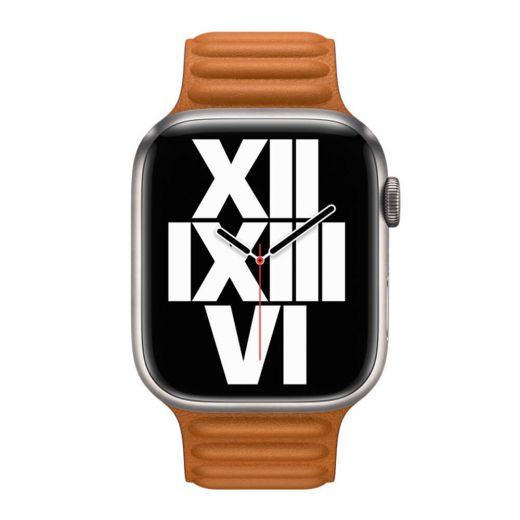 Оригінальний ремінець Apple Leather Link Size S | M Golden Brown для Apple Watch 42mm | 41mm | 40mm | 38mm (ML7K3)