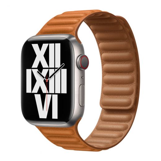 Оригинальный ремешок Apple Leather Link Size M | L Golden Brown для Apple Watch 49mm | 45mm | 44mm (ML7V3)