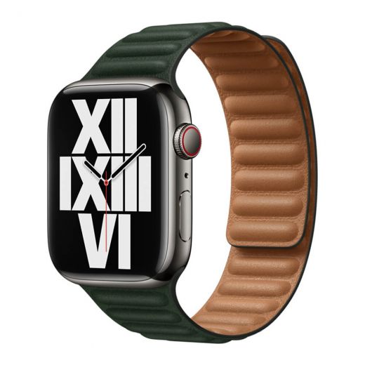 Оригінальний ремінець Apple Leather Link Size S | M Sequoia Green для Apple Watch 45 mm | 44 mm | 42 mm (ML7Y3)