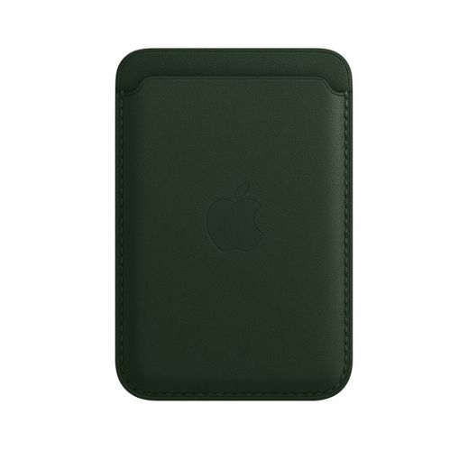 Кожаный чехол-кошелек с локатором Apple Leather Wallet with MagSafe Sequoia Green (MM0X3) для iPhone 12 | 13 | 14