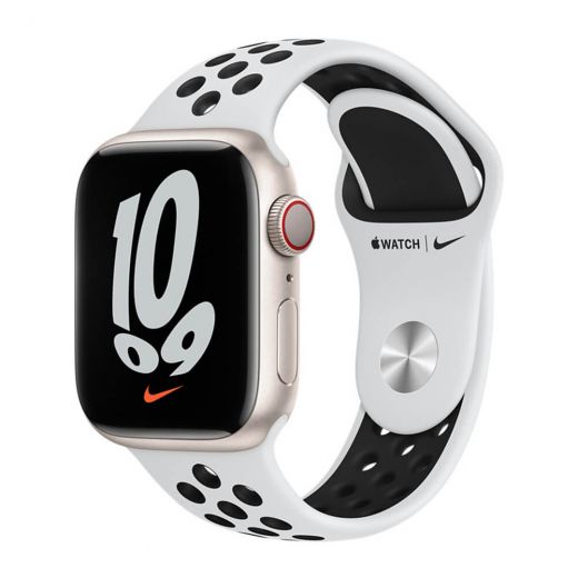 Оригинальный ремешок Apple Nike Sport Band Pure Platinum | Black для Apple Watch 42mm | 41 mm| 40 mm| 38 mm (ML843)