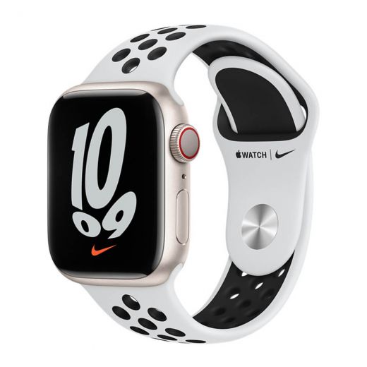 Оригинальный ремешок Apple Nike Sport Band Pure Platinum | Black для Apple Watch 41 mm| 40 mm| 38 mm (ML843)