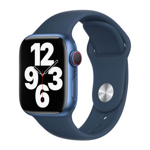 Оригінальний силіконовий ремінець Apple Sport Band Abyss Blue для Apple Watch 42mm | 41mm | 40mm | 38mm (MKUE3)
