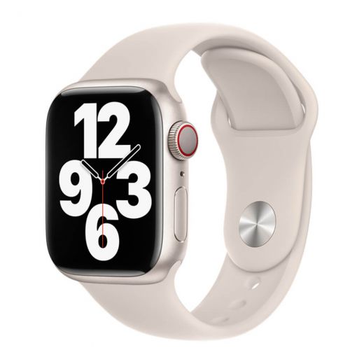 Оригинальный силиконовый ремешок Apple Sport Band Starlight для Apple Watch 42mm | 41mm | 40mm | 38mm (MKU93)