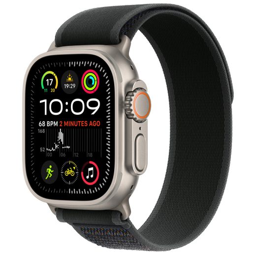 Оригинальный ремешок Apple Trail Loop Band Size S/M Black Natural Titanium Finish для Apple Watch 49мм | 46мм | 45мм | 44мм (MXTQ3)