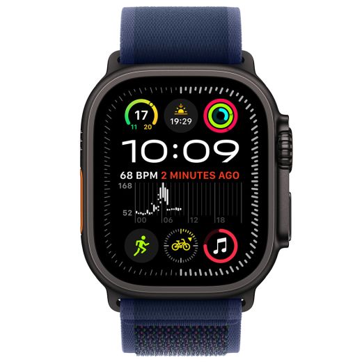 Оригинальный ремешок Apple Trail Loop Band Size S/M Blue Black Titanium Finish для Apple Watch 49мм | 46мм | 45мм | 44мм (MYQ73)
