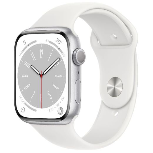 Смарт-часы Apple Watch Series 8 GPS, 41mm Silver Aluminium Case With White Sport Band (MP6K3)