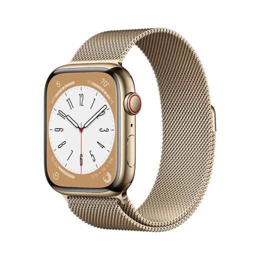 Смарт-годинник Apple Watch Series 8 GPS + Cellular, 45mm Gold Stainless Steel Case with Milanese Loop Gold (MNKQ3)