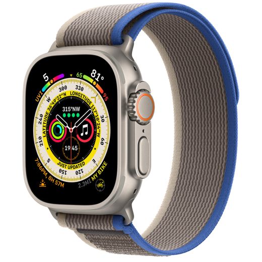 Смарт-годинник Apple Watch Ultra 49mm (GPS + Cellular) Titanium Case with Blue/Gray Trail Loop M/L (MQFV3)