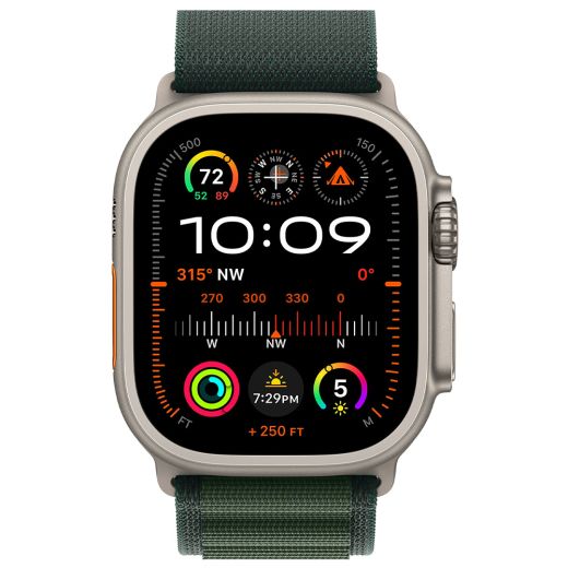 Оригинальный ремешок Apple Alpine Loop Small Dark Green Natural Titanium Finish для Apple Watch 49mm | 45mm | 44mm (MXMU3)