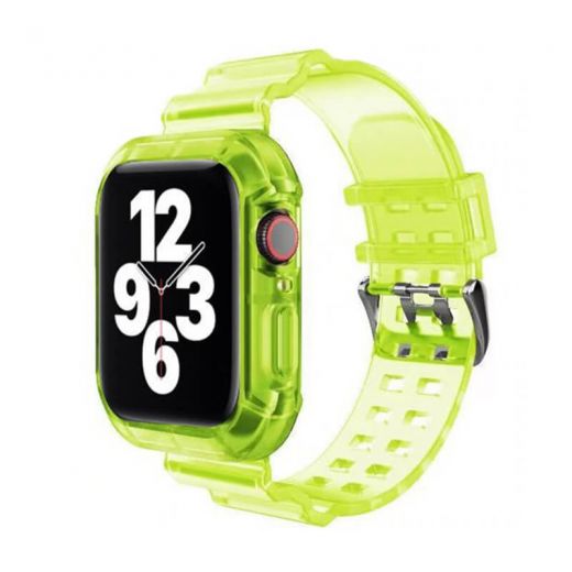 Прозрачный ремешок с чехлом CasePro Yellow для Apple Watch 42mm | 41mm | 40mm | 38mm
