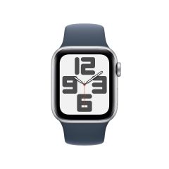 Смарт-годинник Apple Watch Series SE GPS, 40mm Silver Aluminium Case with Storm Blue Sport Band Size S/M (MRE13) 2023