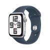 Смарт-часы Apple Watch Series SE GPS, 44mm Silver Aluminium Case with Storm Blue Sport Band Size M/L (MREE3) 2023