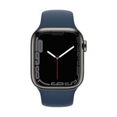 Смарт-часы Apple Watch Series 7 GPS + Cellular, 41mm Graphite Stainless Steel Case with Sport Band Abyss Blue (MKJ13, MKHJ3)