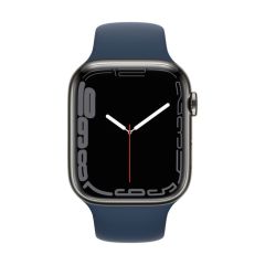 Смарт-часы Apple Watch Series 7 GPS + Cellular, 45mm Graphite Stainless Steel Case with Sport Band Abyss Blue (MKL23, MKJH3)