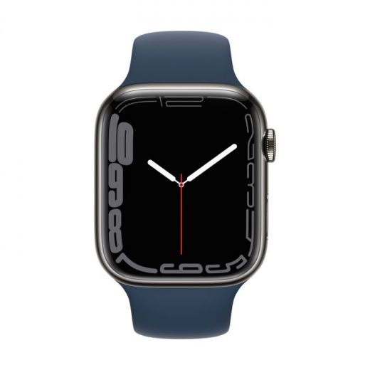 Смарт-часы Apple Watch Series 7 GPS + Cellular, 45mm Graphite Stainless Steel Case with Sport Band Abyss Blue (MKL23, MKJH3)