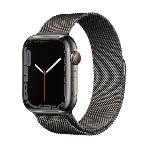 Смарт-годинник Apple Watch Series 7 GPS + Cellular, 41mm Graphite Stainless Steel Case with Milanese Loop Graphite (MKJ23)