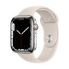 Смарт-годинник Apple Watch Series 7 GPS + Cellular, 45mm Silver Stainless Steel Case with Sport Band Starlight (MKJV3, MKJD3)