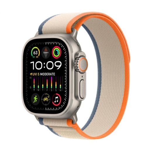 Оригинальный ремешок Apple Trail Loop Band Size M/L Orange/Beige для Apple Watch 49mm | 45mm | 44mm (MT5X3)