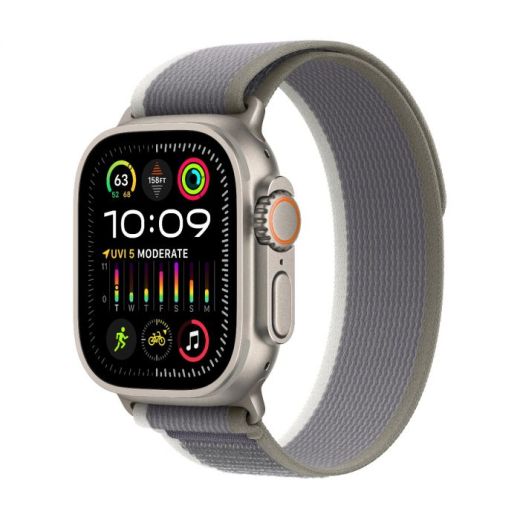 Смарт-часы Apple Watch Ultra 2 49mm (GPS + Cellular) Titanium Case with Green/Gray Trail Loop Band M/L (MRF43)